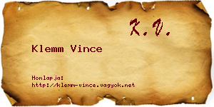 Klemm Vince névjegykártya